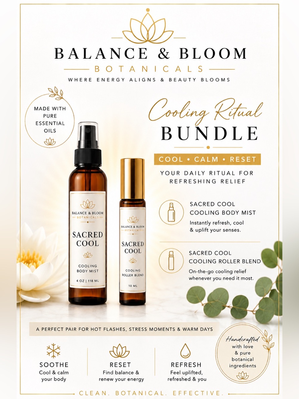 Sacred Cool Cooling Ritual Bundle | Cooling Body Mist + Roller Blend